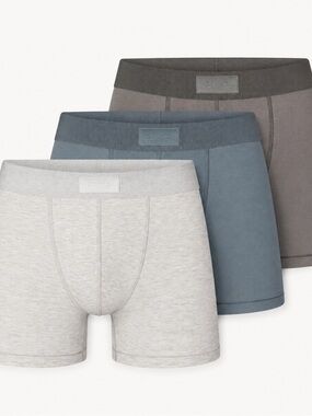 SKIMS Cotton Mens 3” Boxer Brief 3-Pack - Light Grey, Kyanite, Washed Gunmetal